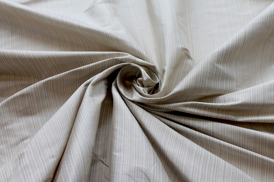 Striped Silk Taffeta - Sand and Grey