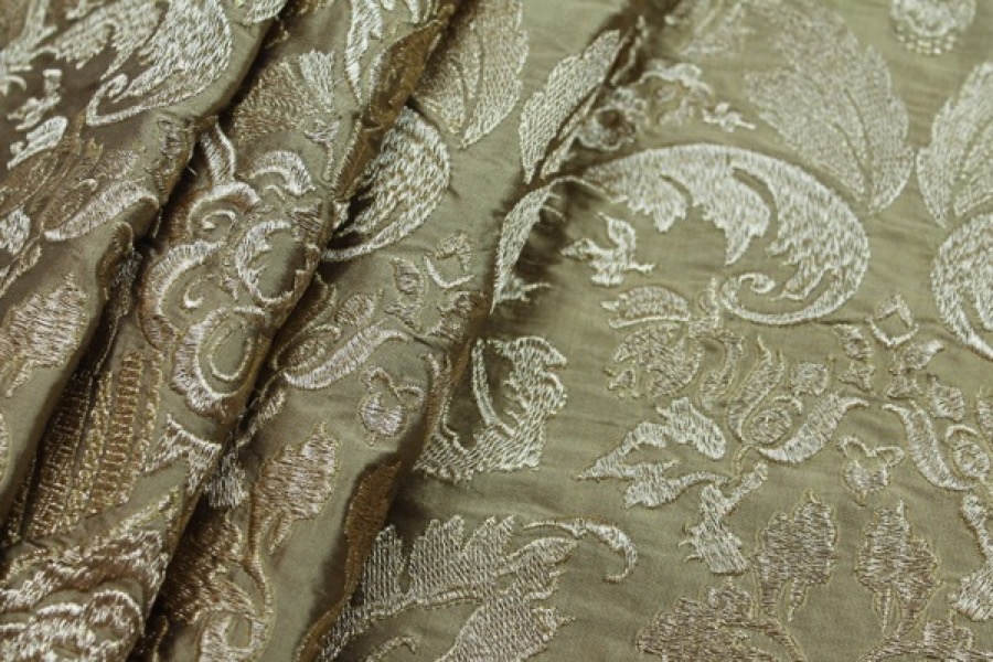 Heavy Jacquard Style Embroidery - Gold metallic