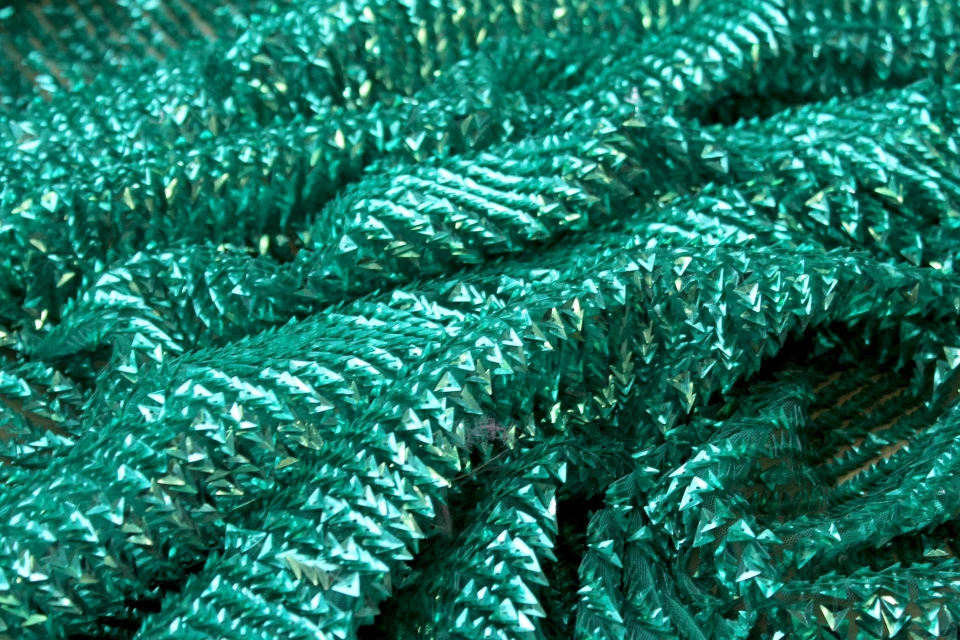 Aqua / Green Triangular Cupped Sequin on Tulle