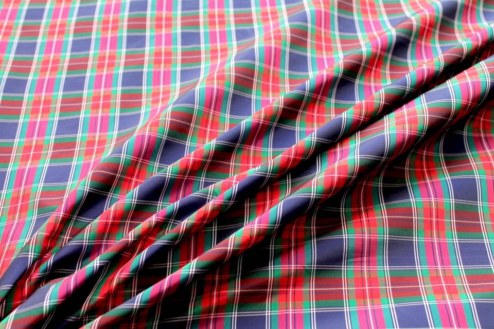 Tartan Check Silk Taffeta - Red, Blue and Green