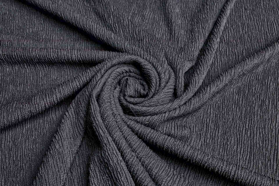 Stretch Cheesecloth Pleat - Black