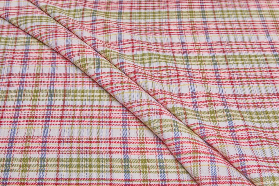 Cotton Flannel Check Shirting - White and Multi