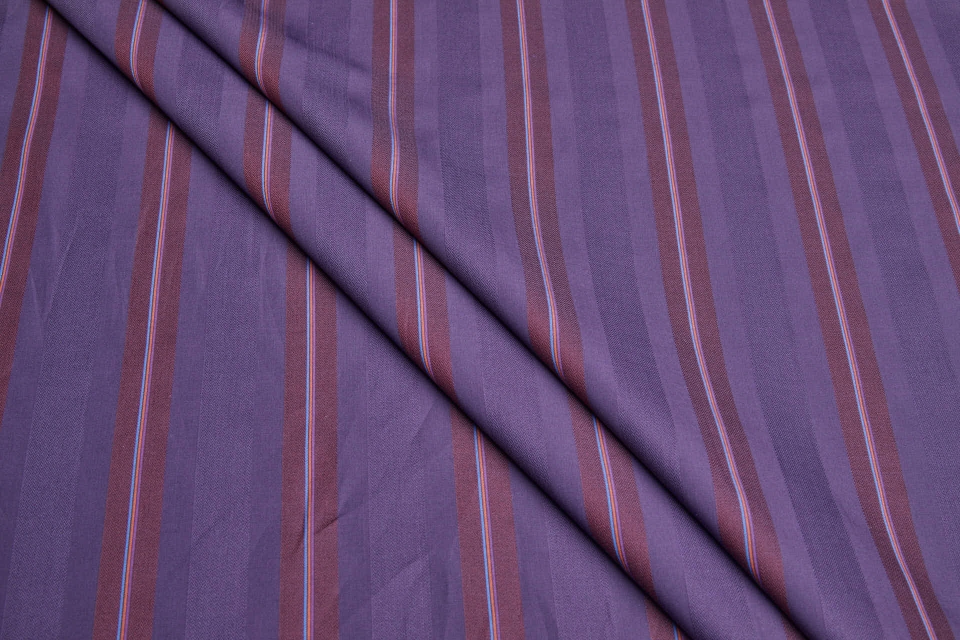 Luxury Italian Stripe Shirting - Aubergine and Burgundy