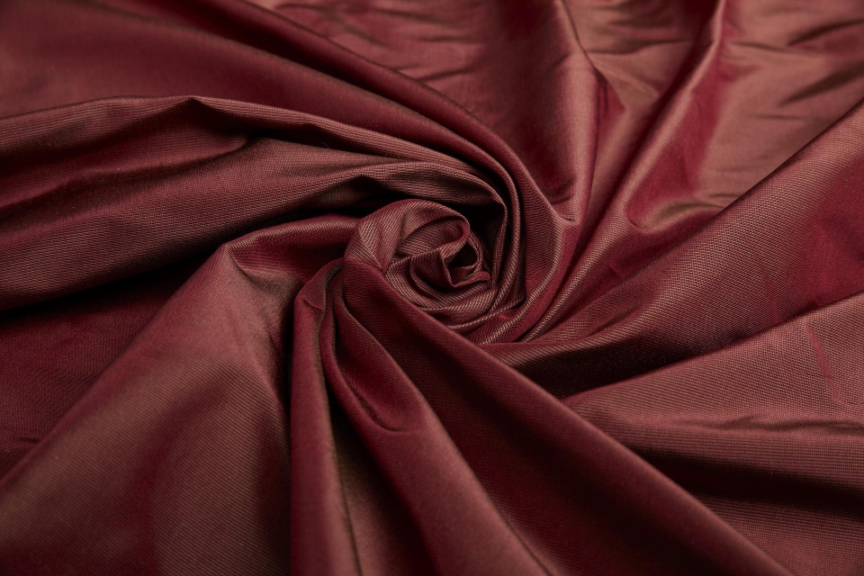 Heavy Weight Silk Taffeta - 3-Tone - Gold, Black and Deep Red