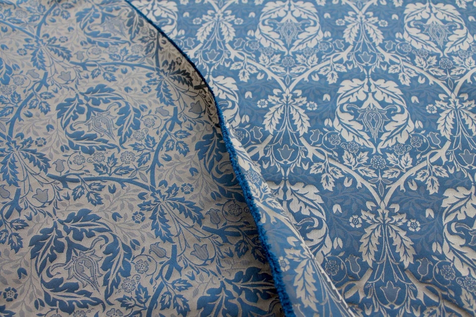 Rococco Silk Brocade - Blue and Gold