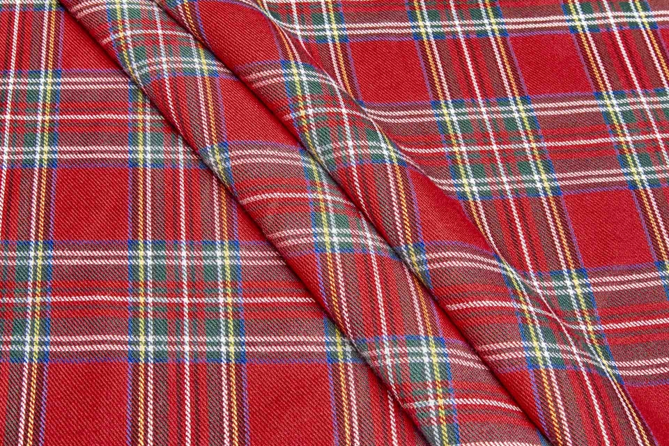 Wool Tartan Suiting - Classic Red / Multi