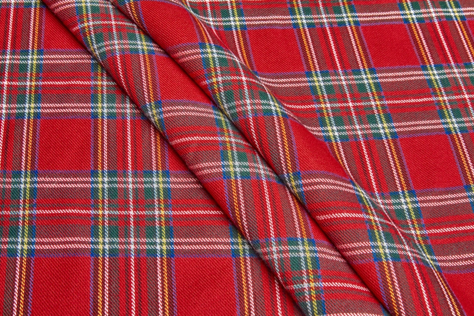 Wool Tartan Suiting - Classic Red / Multi