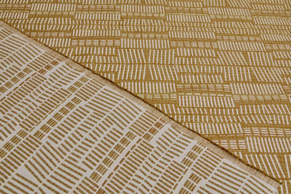 Geometric Cotton Jacquard - Golden and Ecru