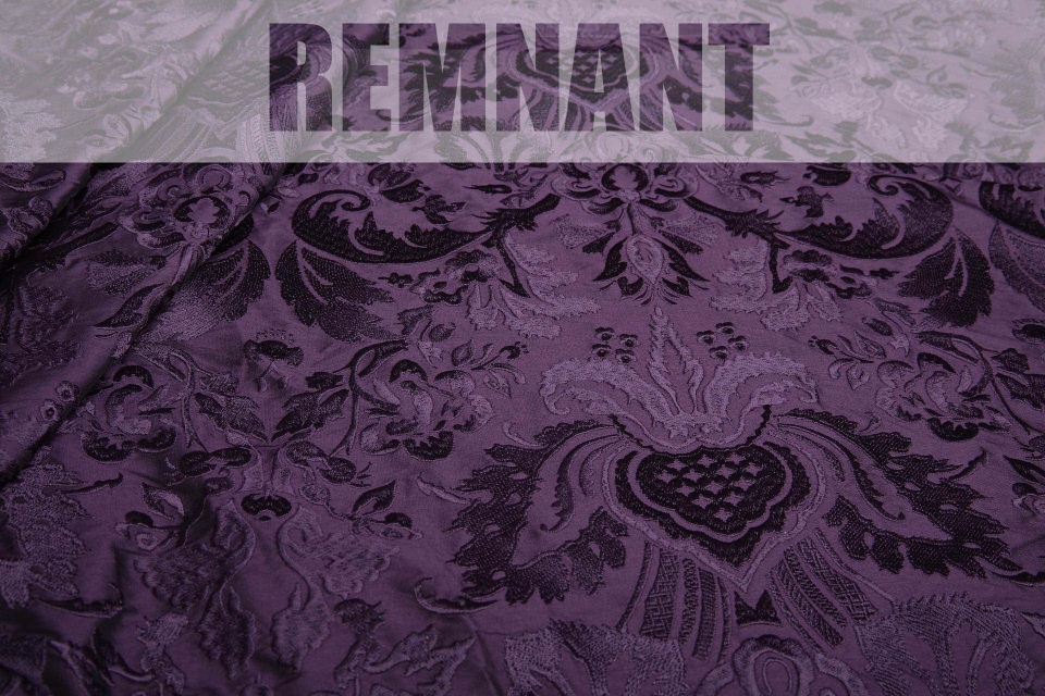 REMNANT - Heavy Jacquard Style Embroidery - Deep Plum - 0.4m Piece