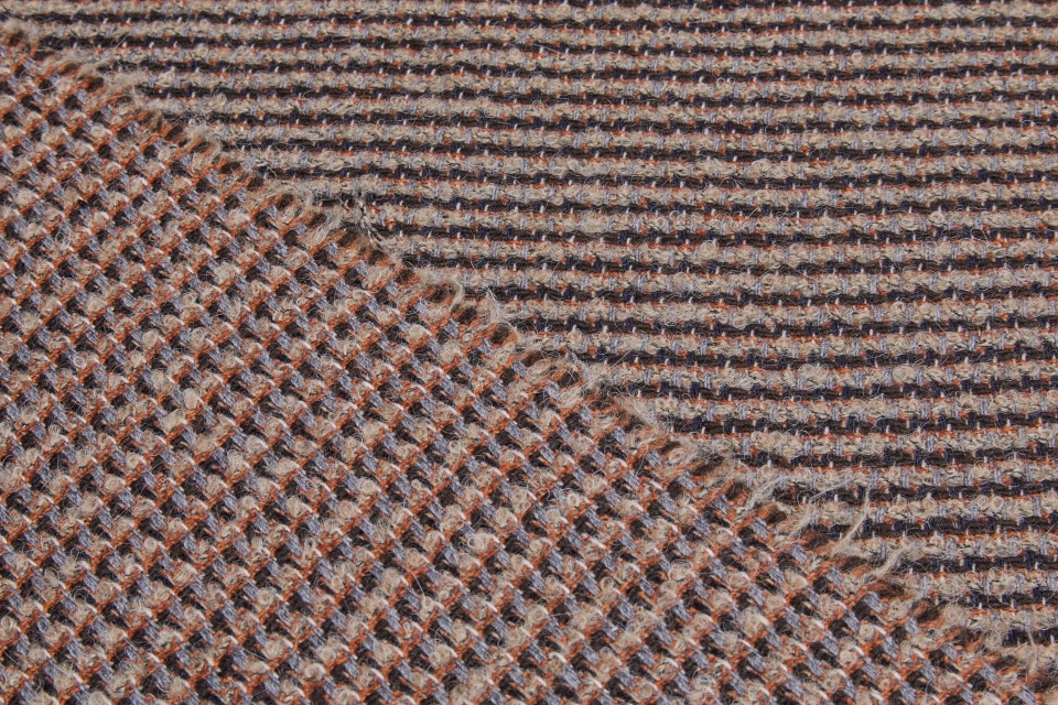 Reversible Patterned Stripe Wool - Taupe, Grey, Rust and Brown