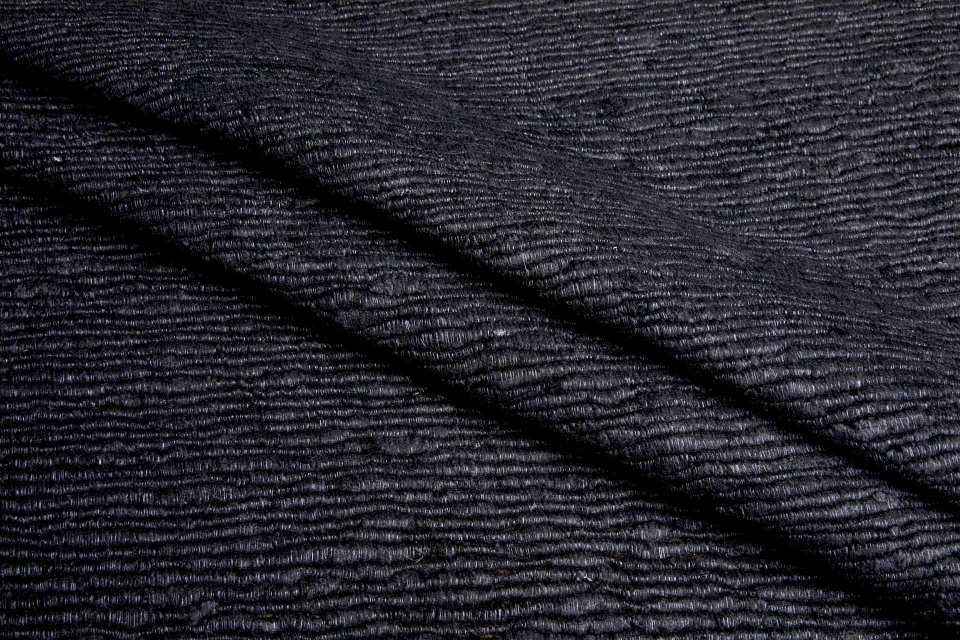 Chunky "Treebark" Silk Weave - Black / Black