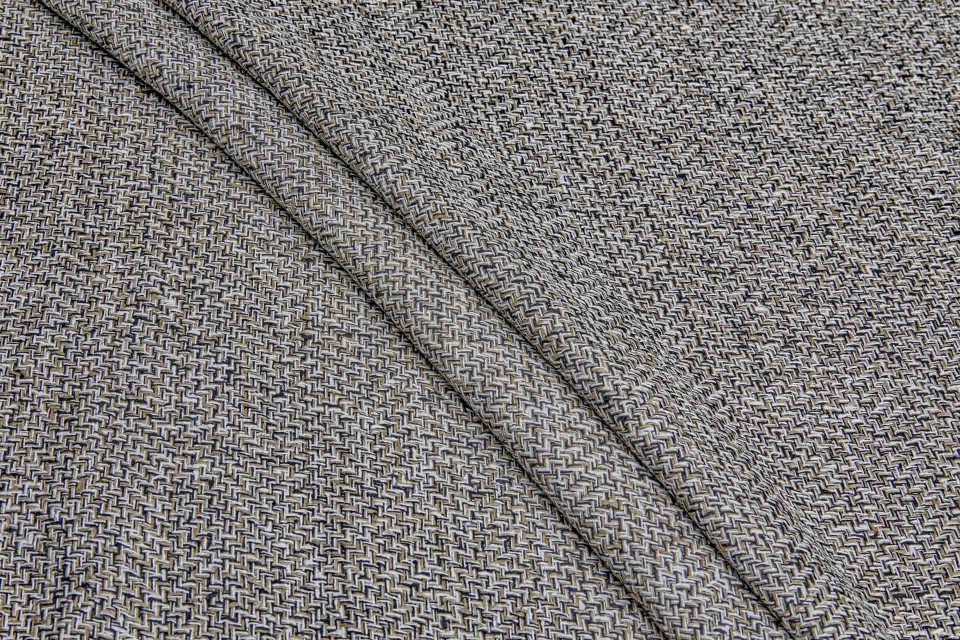 Soft Hand Woven Rustic Silk Zig-Zag Pattern - Black, Brown and Ecru