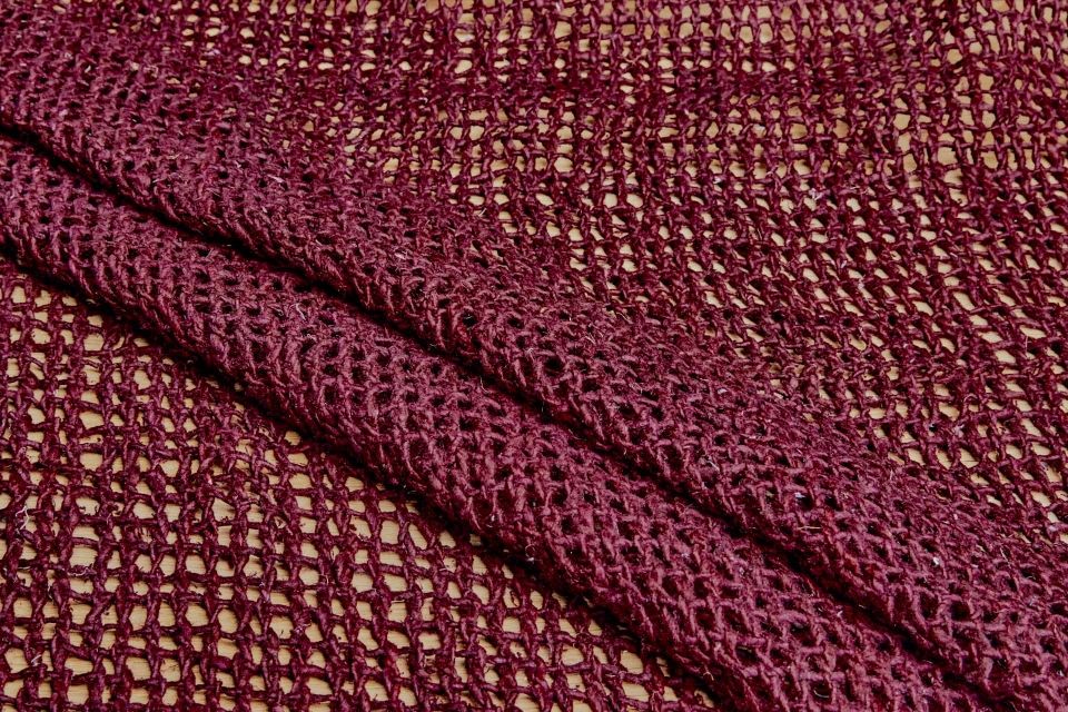 Open Weave Chunky Raw Silk - Wine Red