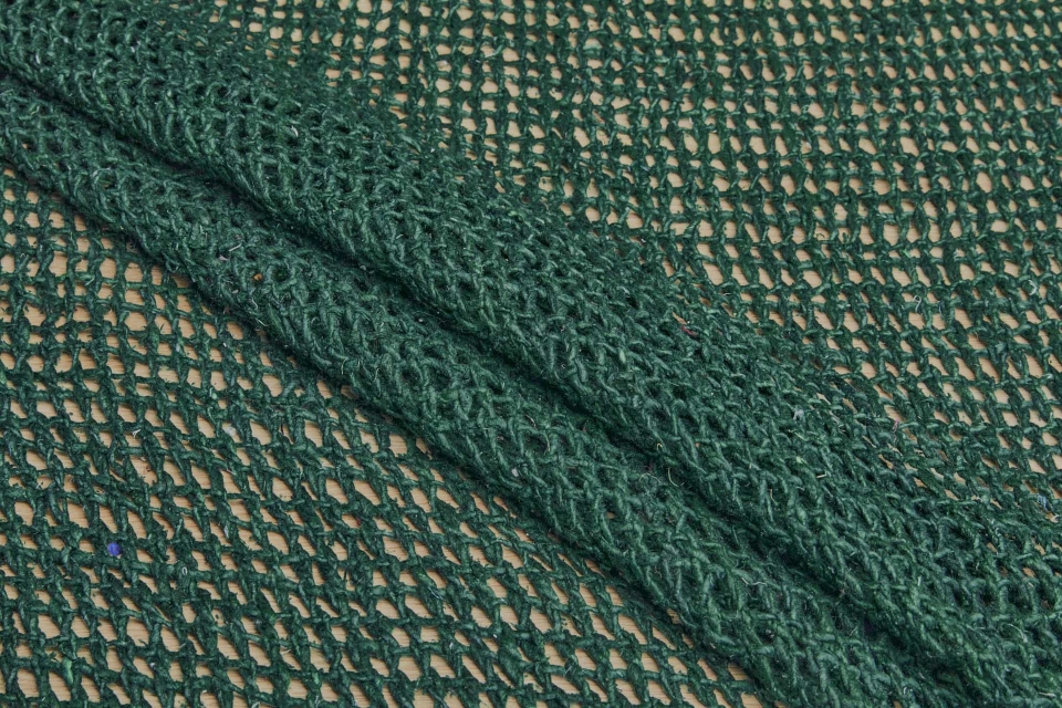 Open Weave Chunky Raw Silk - Deep Green