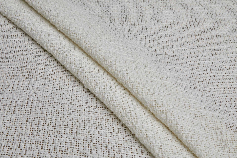 Tufty Knotted Texture Loose Weave Cotton in Ecru