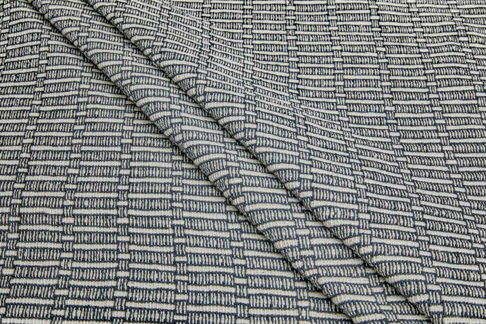 Hand Woven Cottorn Pattern - Ink / Ecru