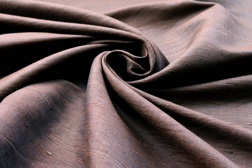Chocolate / Grey Textured Raw Silk