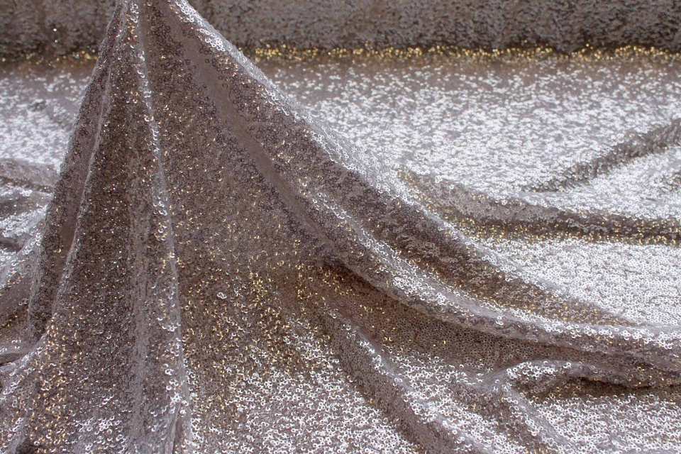 OUT OF STOCK - Silver Sequin on Grey Stretch Tulle