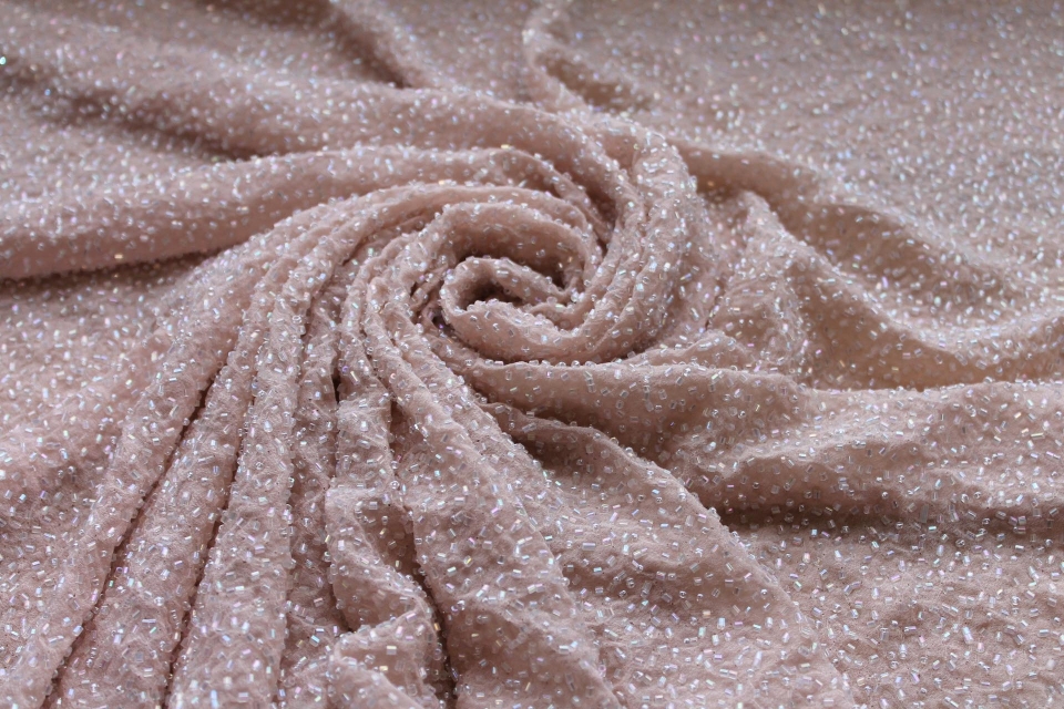 Beaded Silk Chiffon - New Pale Pink