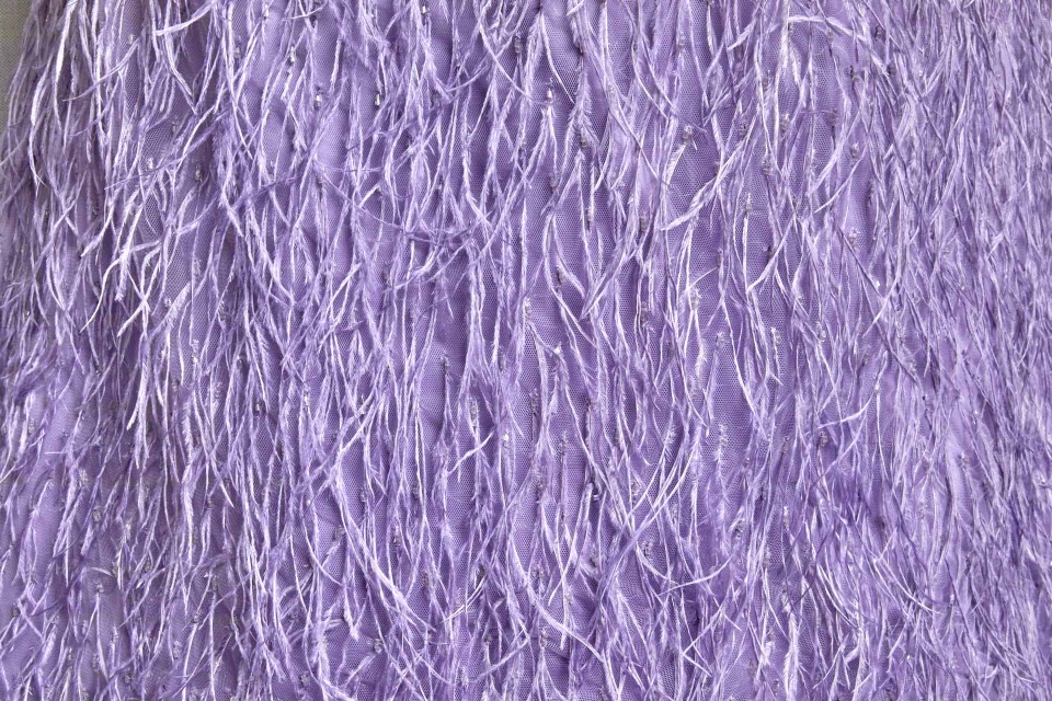 Beads and Ostrich Feathers on Tulle - Lilac