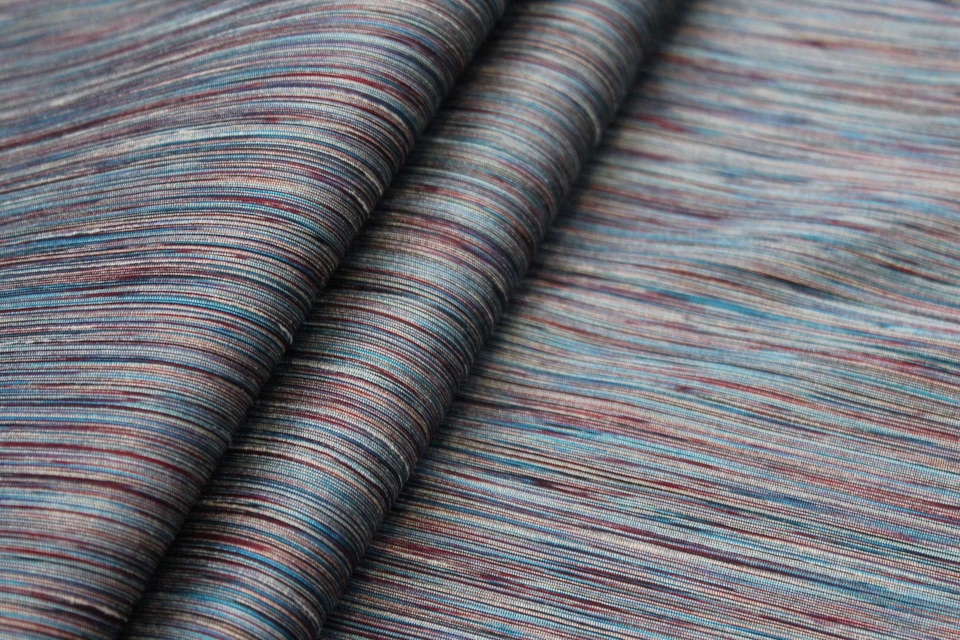 Multi Colour Marl Fabric - Teal, Burgundy, Greige