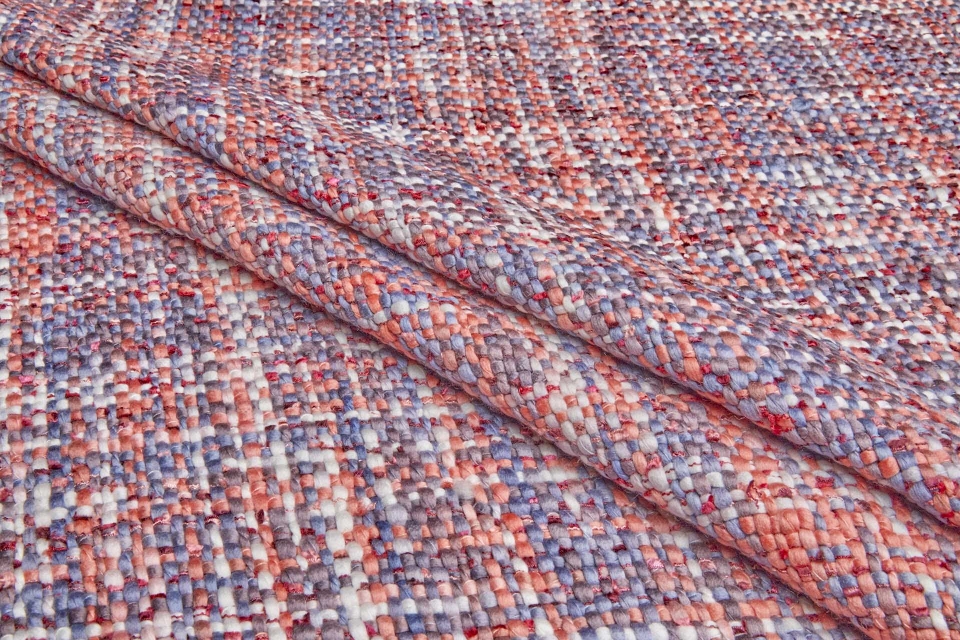 Coral, Red, Blue and White Chunky Matka Tweed