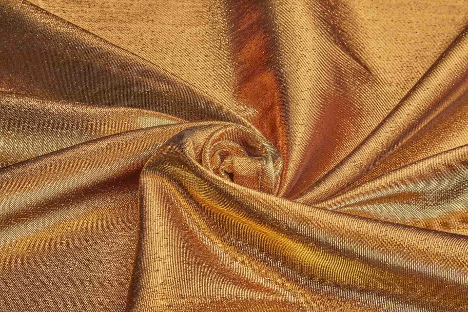 Colour Changing Orange and Gold Lurex Backed Duchesse Satin