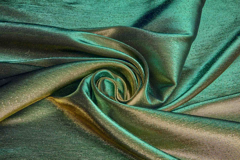 Colour Changing Green and Gold Lurex Backed Duchesse Satin
