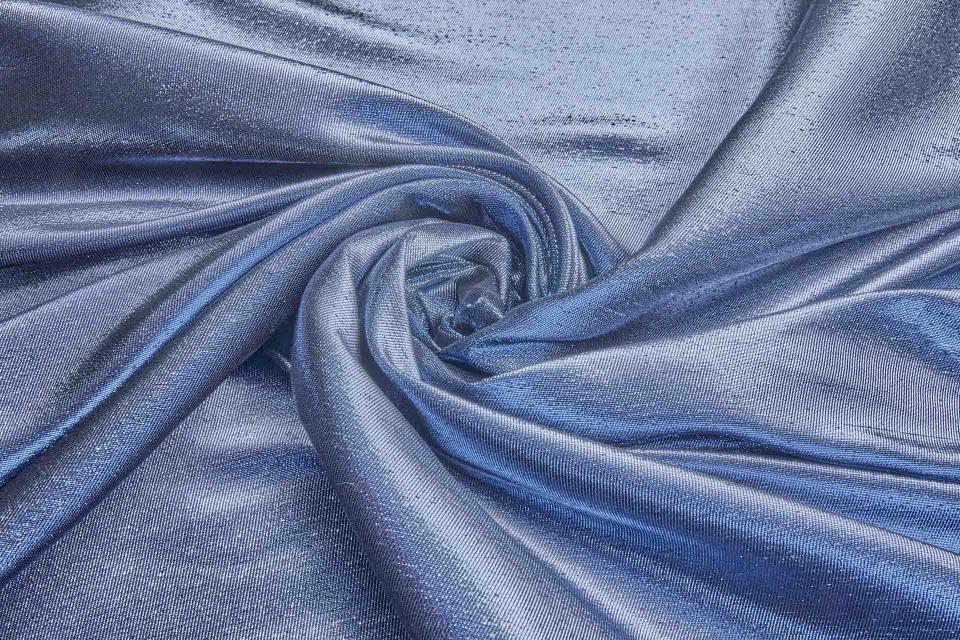 Colour Changing Blue and Silver Lurex Backed Duchesse Satin