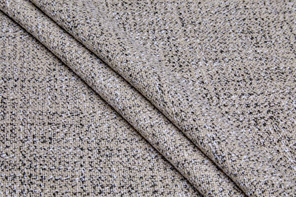 Cotton Tweed-like Weave - Stone, Charcoal and White