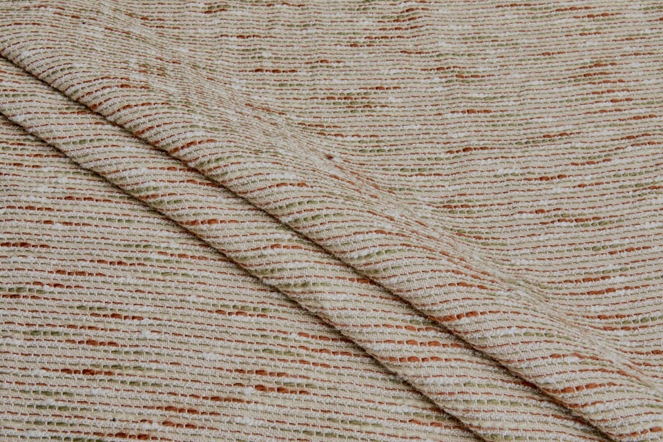 Cotton and Linen Slub Weave - Sienna, Olive and Natural