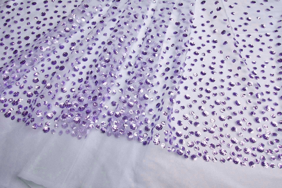 Gradient Sequin Circles on Tulle - Lilac