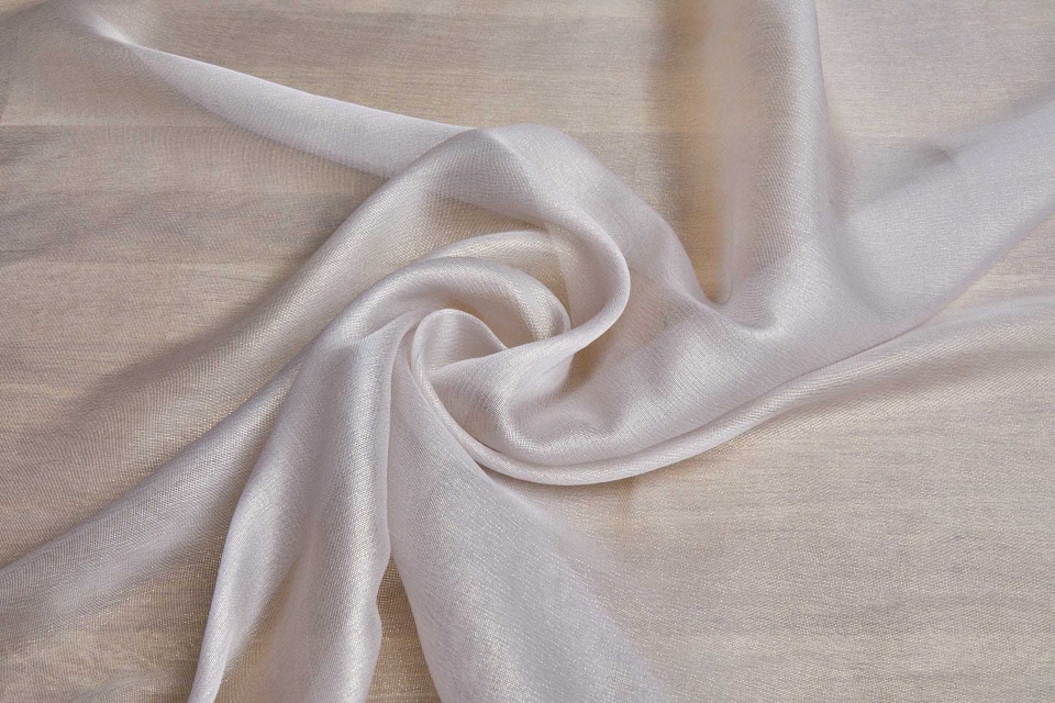 Pearl Grey Textured Soft Organza with Gold Foil