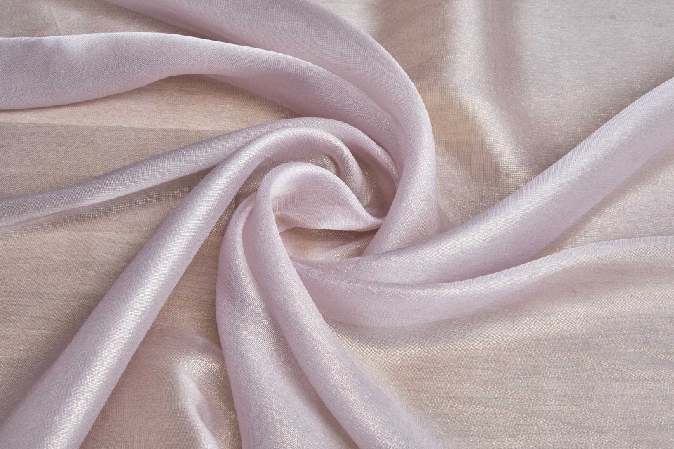 Pale Pink Textured Soft Organza with Gold Foil
