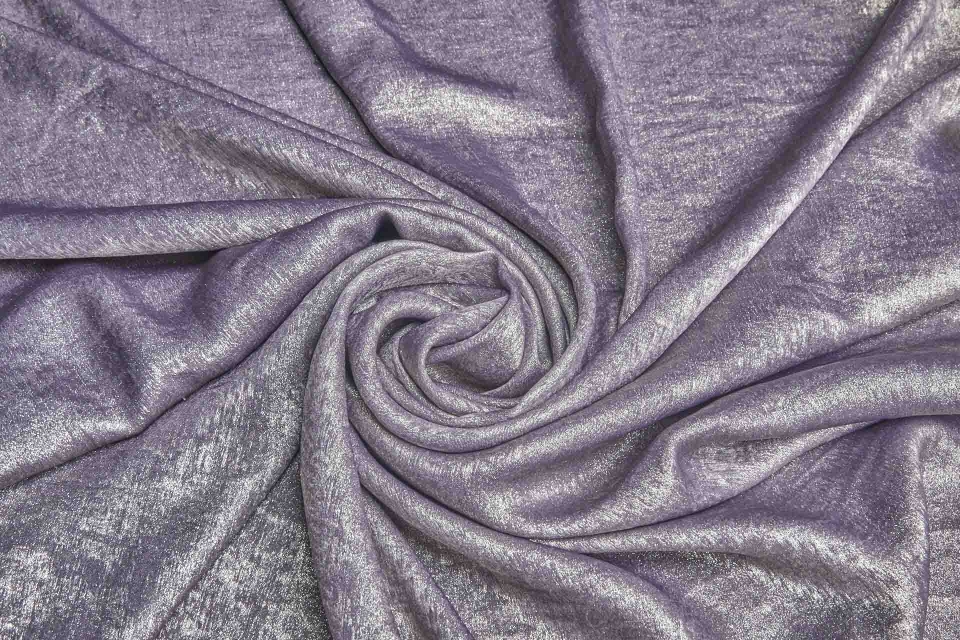 Foil Printed Polyester Satin in Mauve & Pale Gold