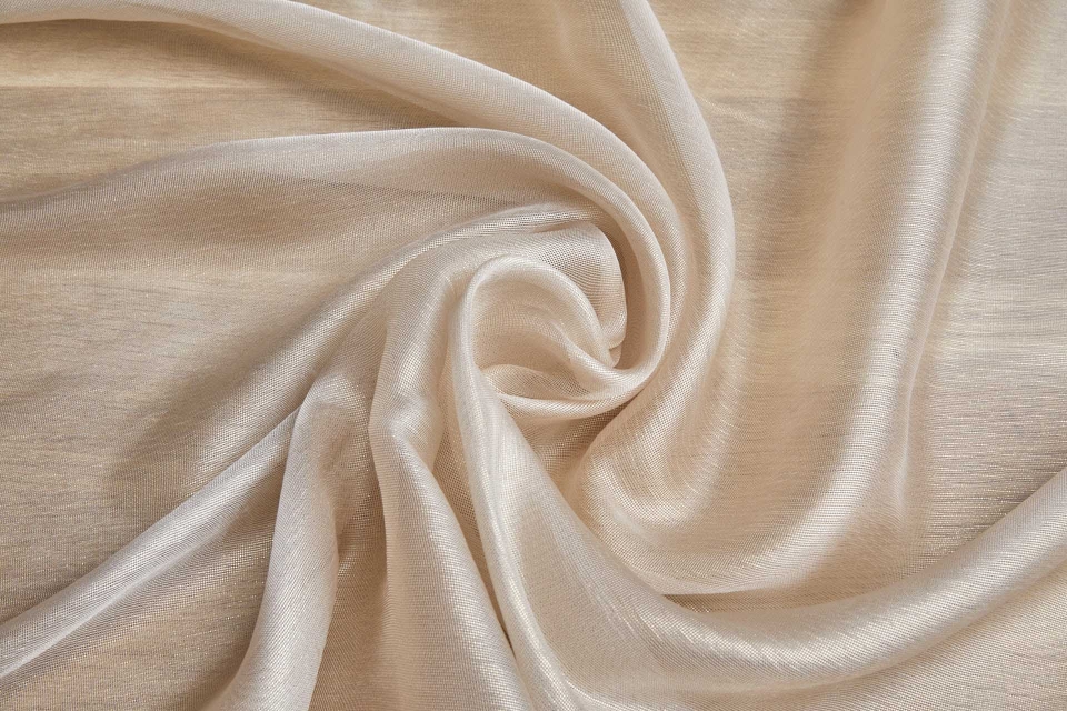 Pale Gold Textured Soft Organza with Gold Foil