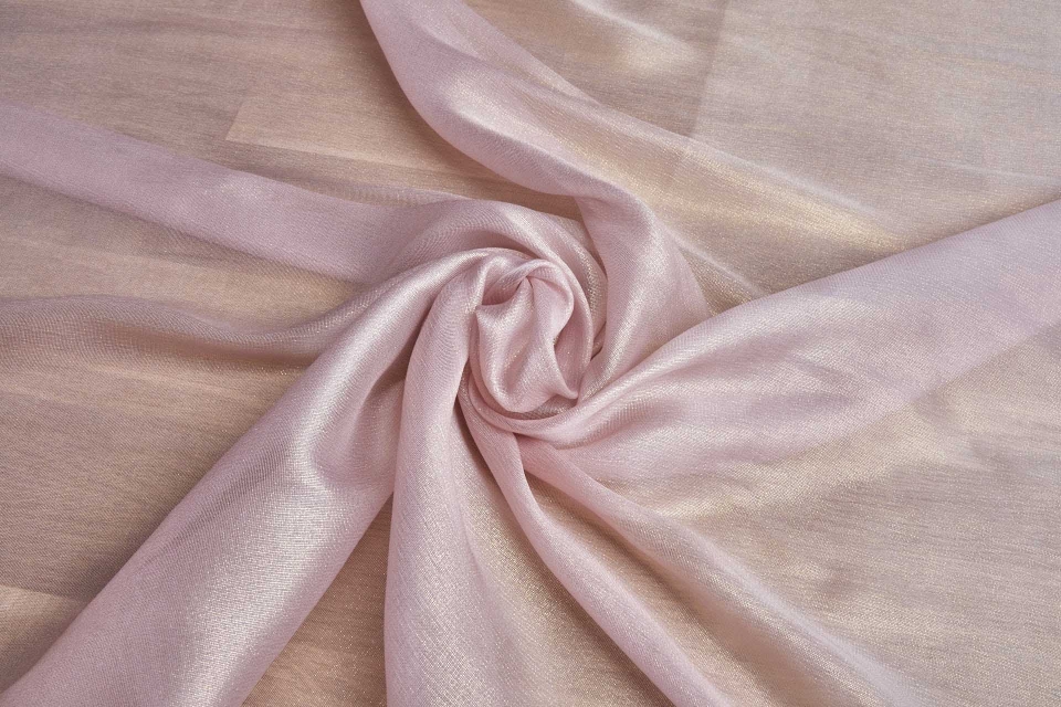 Tea Rose Textured Soft Organza with Gold Foil
