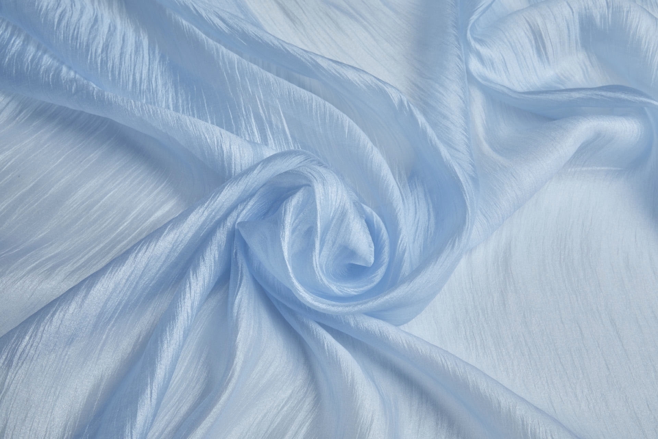 Soft Crinkle Poly Chiffon in Sky Blue