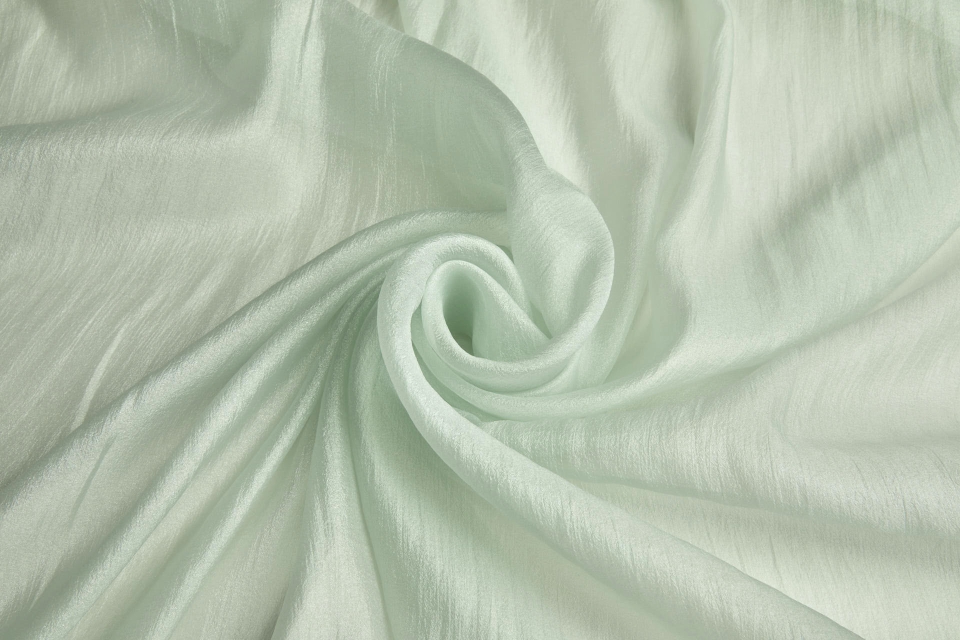 Soft Crinkle Poly Chiffon in Pale Mint