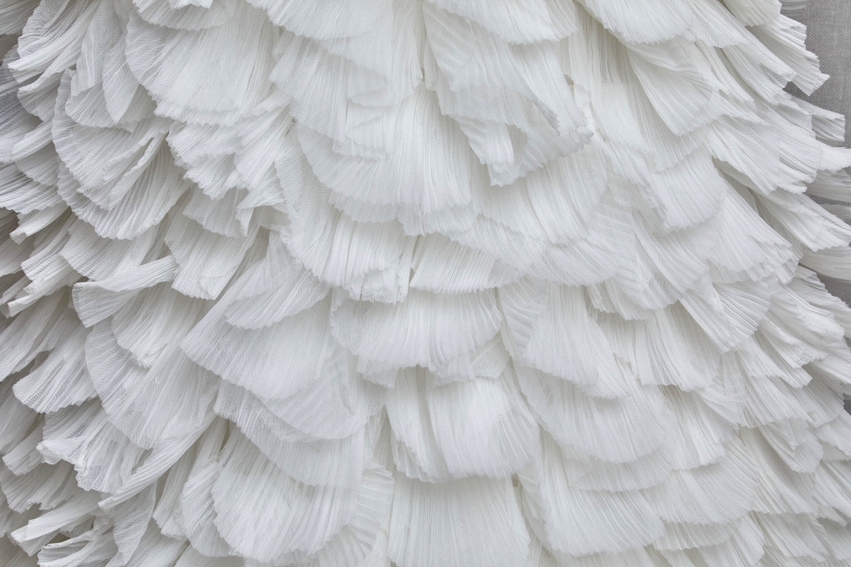 Ivory Pleated and Scalloped Tulle Ruffle Frill