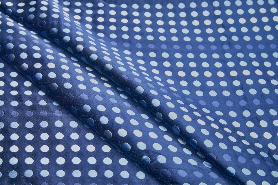 Polka Dot Spot Brocade in Navy with Shades of Blue