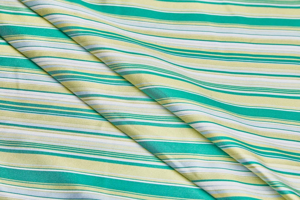 Green and Ivory Woven Stripe Twill