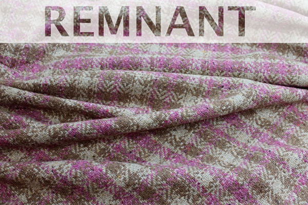 REMNANT - Wool Check - Pink Beige and Camel - 1.1m Piece