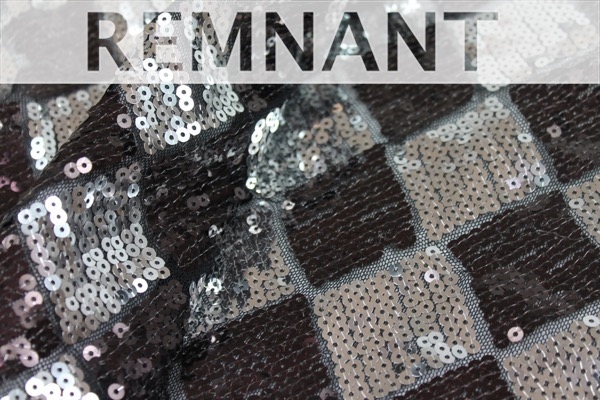REMNANT - Harlequin Sequin On Tulle - Silver / Brown - 0.4m Piece