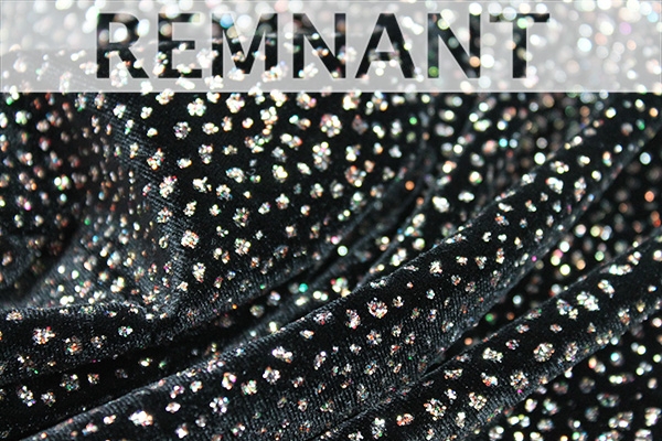 REMNANT - Glitter Stretch Velour - Black Multi - 0.24cm Piece