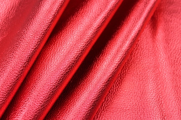 Textured Thick Metallic Leatherette - Red