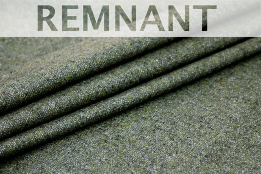 REMNANT - Silk and Wool Mix Tweed - Dark Green - 0.35m Piece