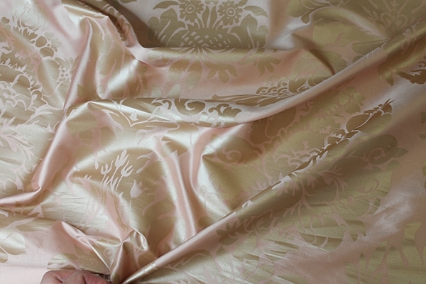 LAST PIECE - Rococo Printed Silk Dupion - Pink