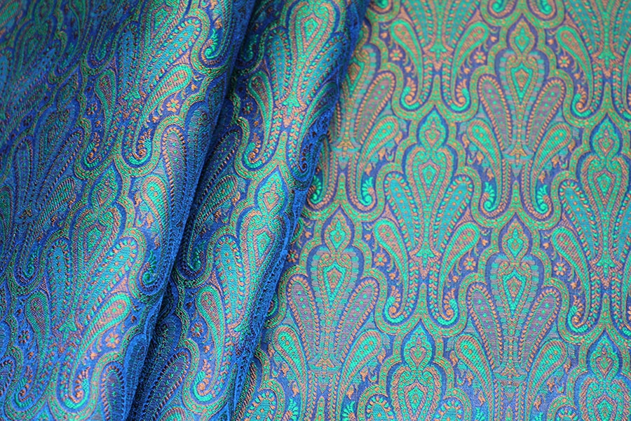 Banaras Brocade - Blue Green and Copper