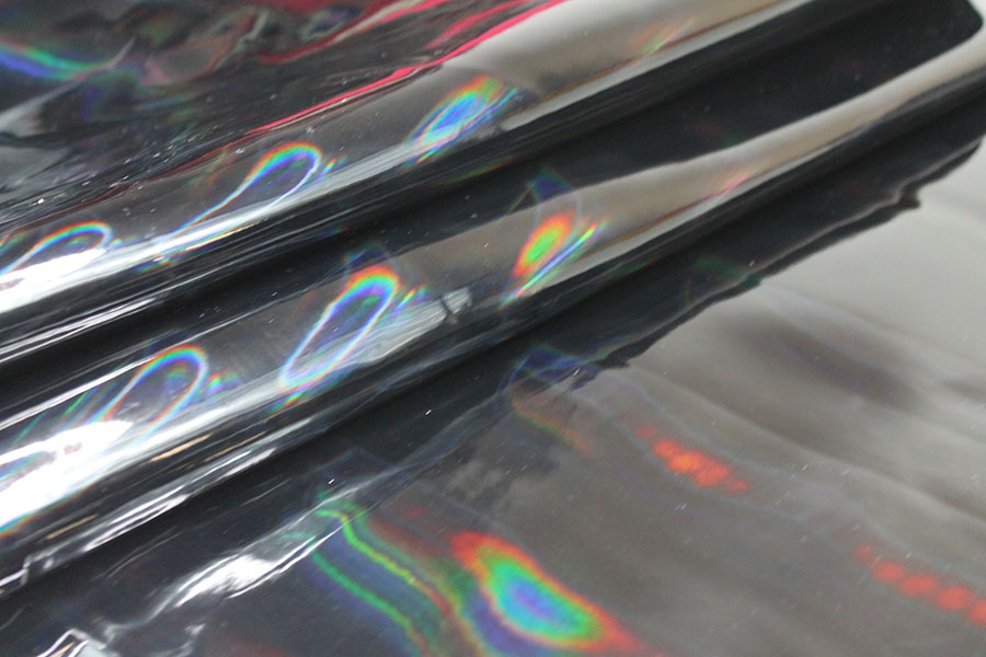 BACK IN STOCK - Glossy Holographic PVC - Black